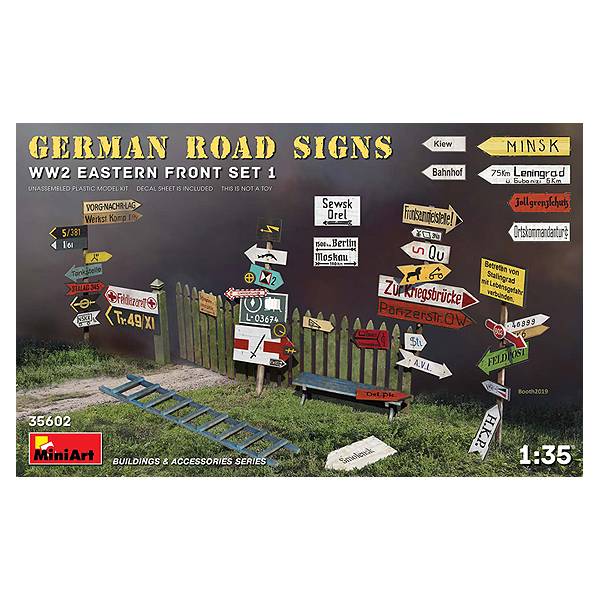 German road signs in front of this boxart