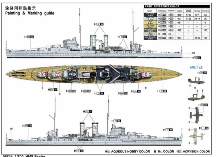 06744 HMS Exeter esquemas