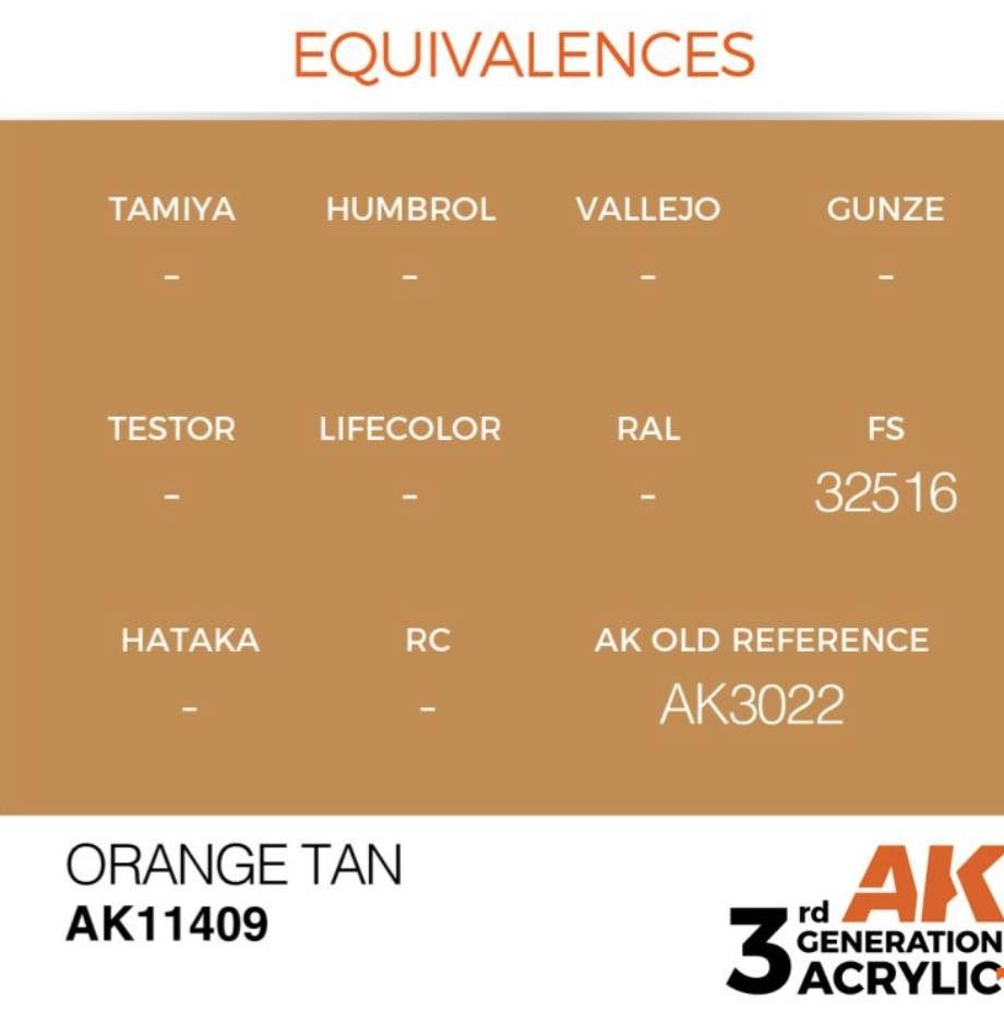 11409 orange tan equivalences